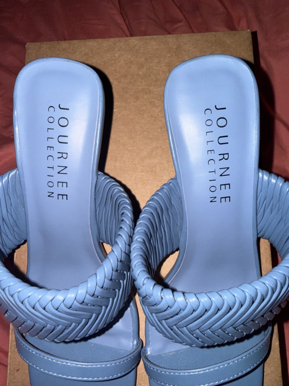 Journee Collection Monyka Braided Double-Strap Slide Sandals - Dusty Blue - Picture 8 of 9